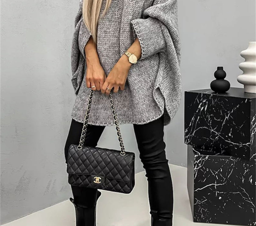 Round Neck Batwing Sleeve Sweater