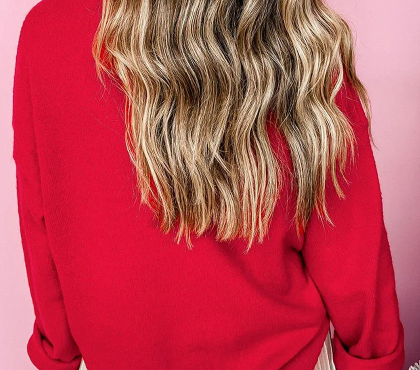 MERRY Round Neck Long Sleeve Sweater