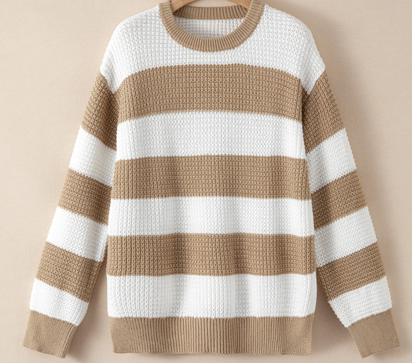 Color Block Round Neck Sweater