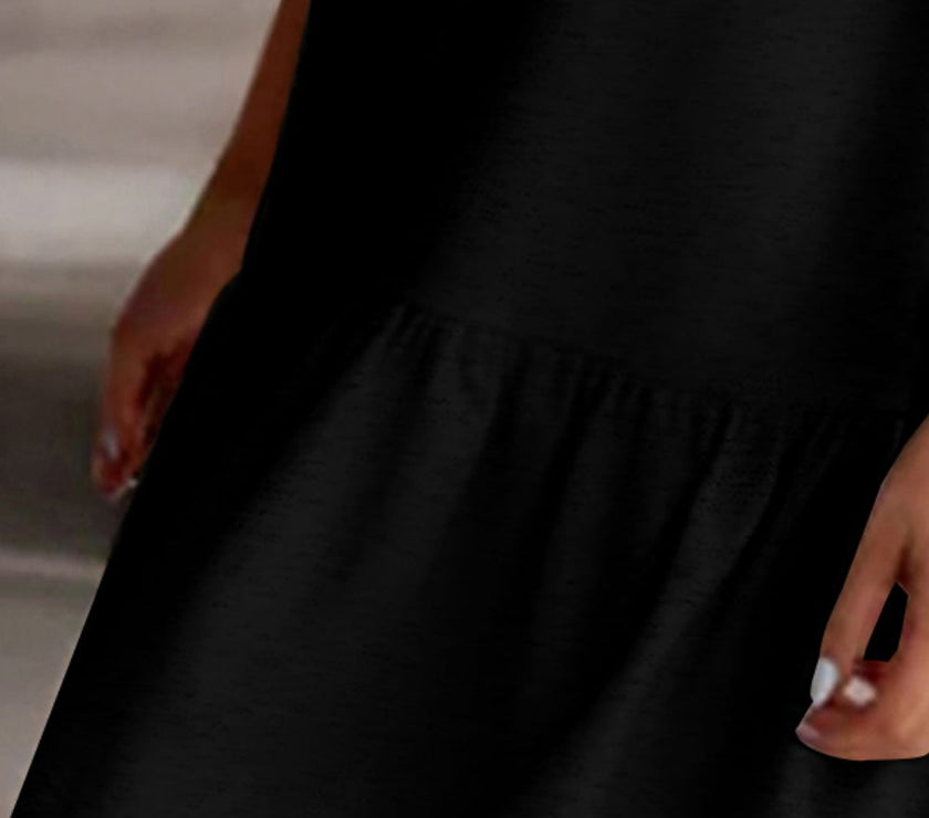 Ruffled Round Neck Cap Sleeve Mini Dress