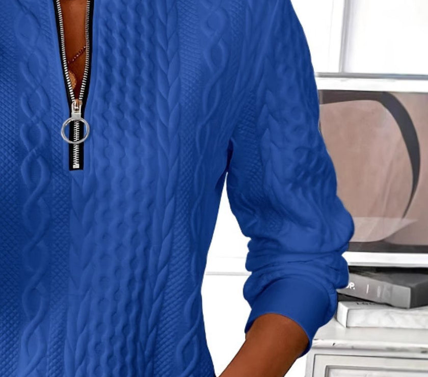 Texture Half Zip Long Sleeve Sweatshirt