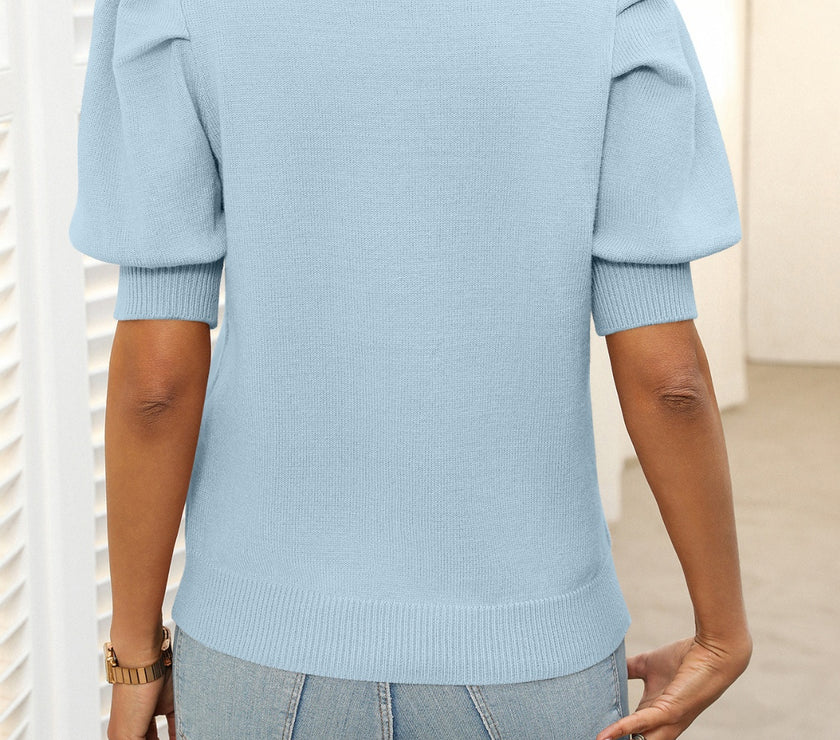 Mandy Mock Neck Puff Sleeve Sweater