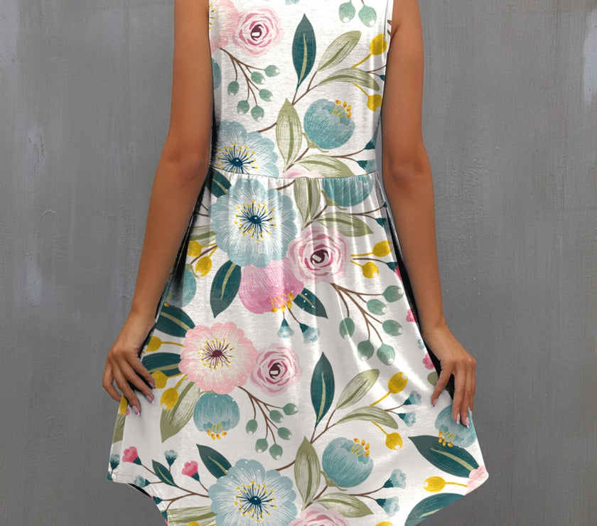 FAM-FAM Round Neck Wide Strap Mini Dress