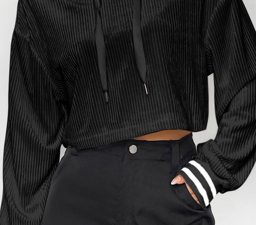 Drawstring Drop Shoulder Long Sleeve Hoodie