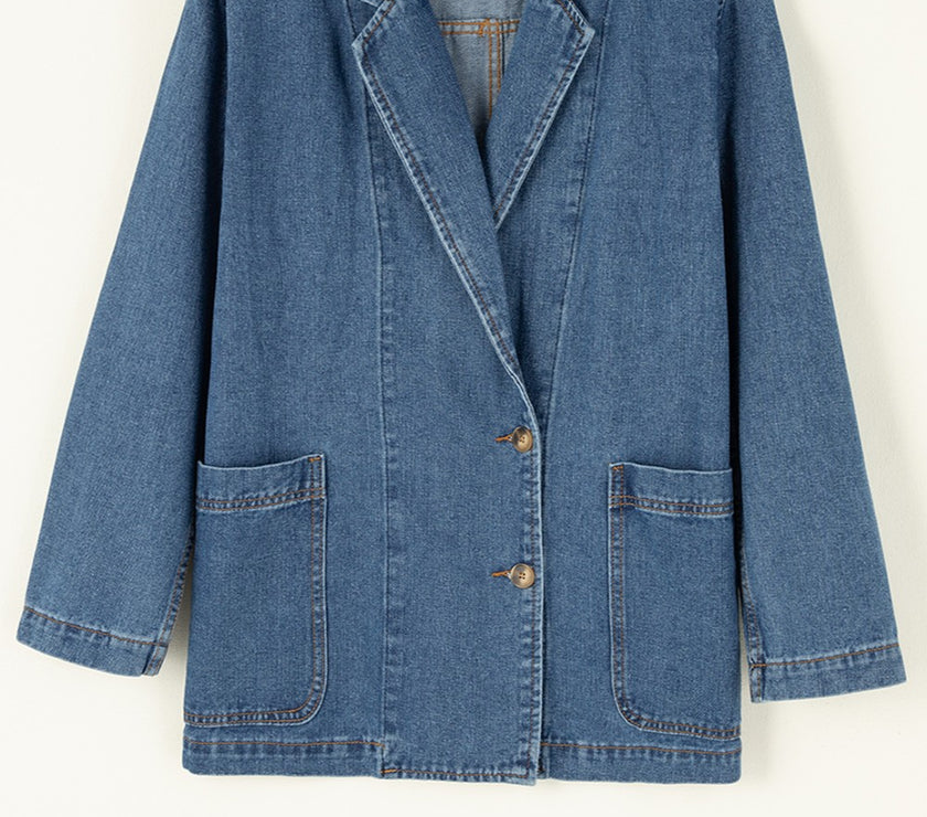 Pocketed Long Sleeve Denim Jacket