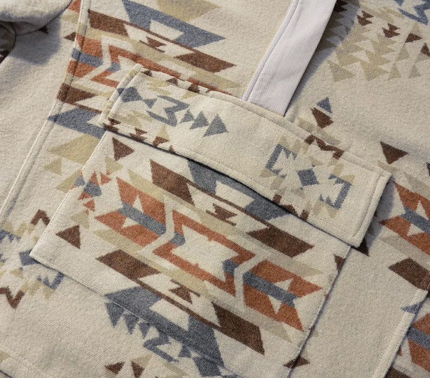 Geometric Collared Neck Long Sleeve Sweatshirt