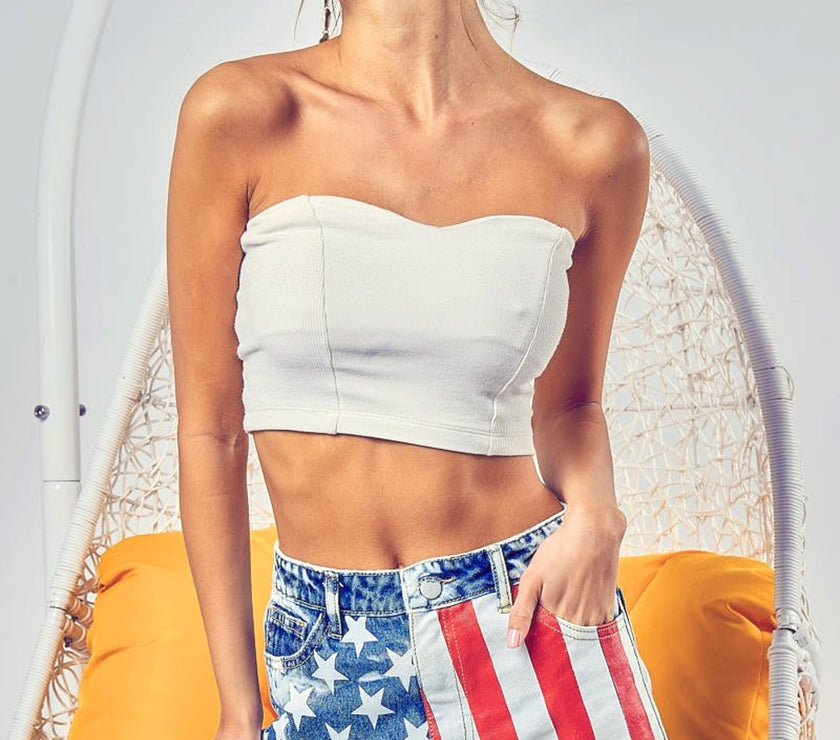 BiBi US Flag Theme Bleached Denim Shorts