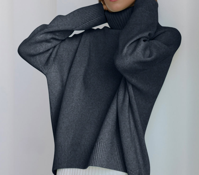 Basic Bae Turtleneck Dropped Shoulder Long Sleeve Sweater