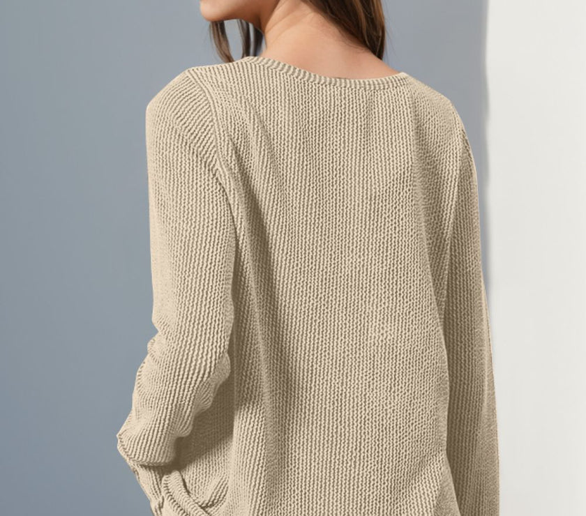 Double Take Full Size Notched Thumbhole Long Sleeve T-Shirt