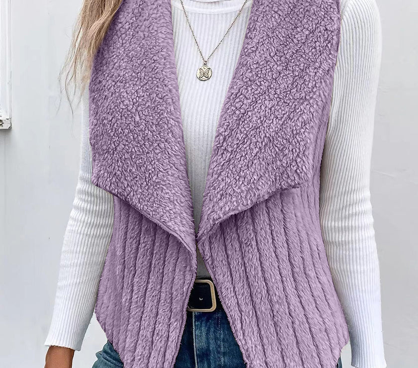 Open Front Fuzzy Vest Coat