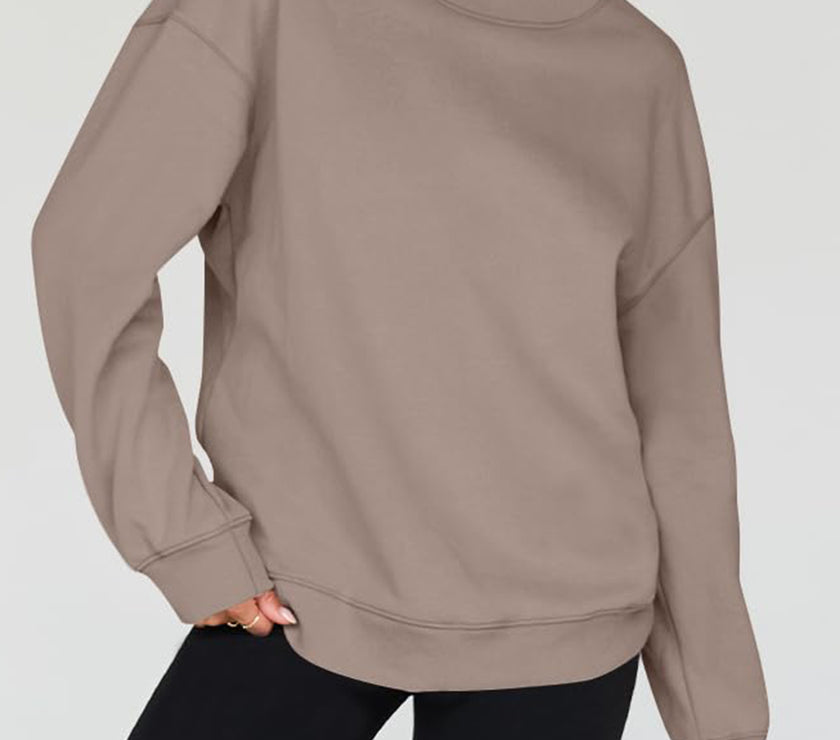 Mock Neck Drop Shoulder Long Sleeve Sweatshirt