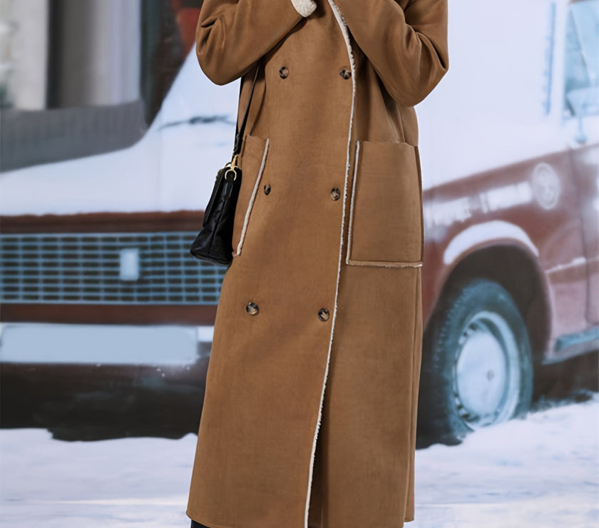 Plus Size Drop Shoulder Sherpa Longline Coat