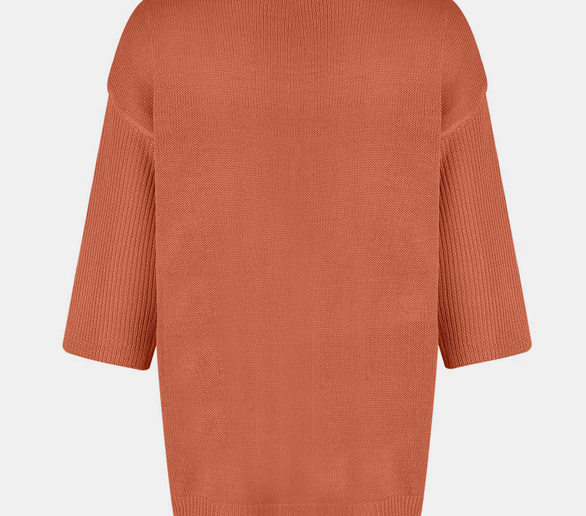 V-Neck Three-Quarter Sleeve Knit Top