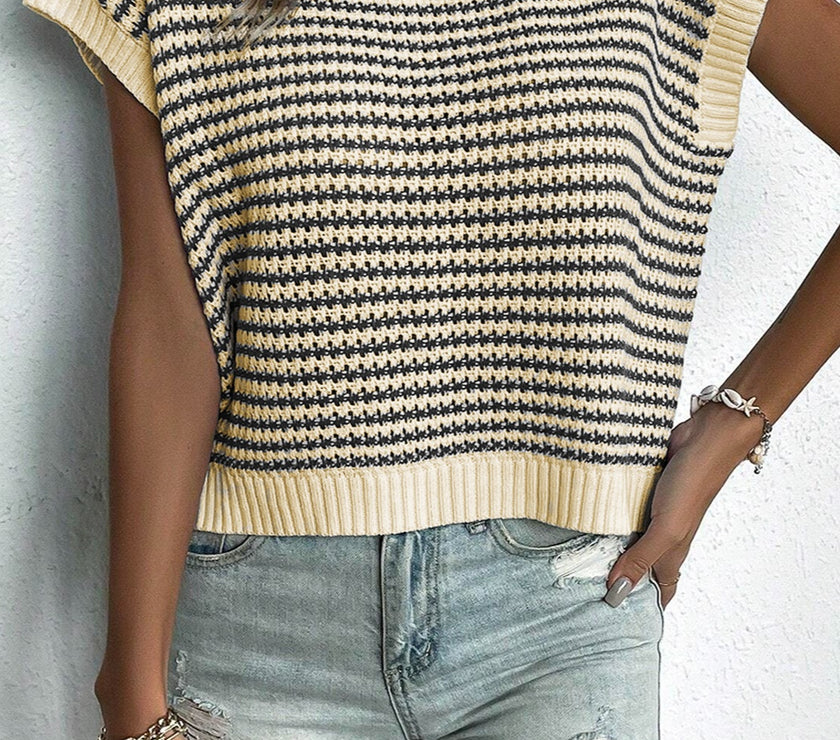 Striped Round Neck Sweater Vest