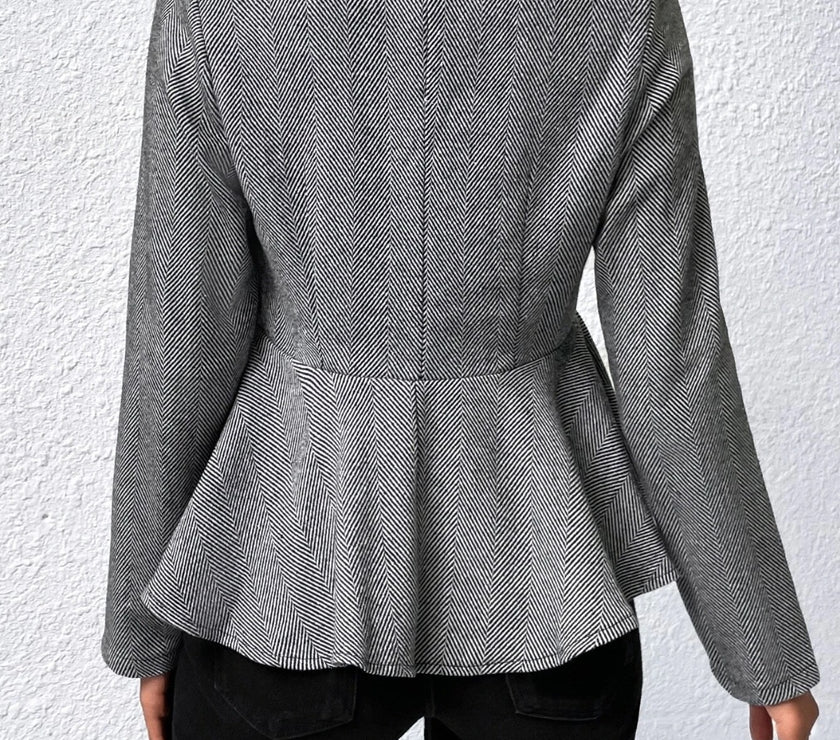 Ruffle Hem Collared Blazer