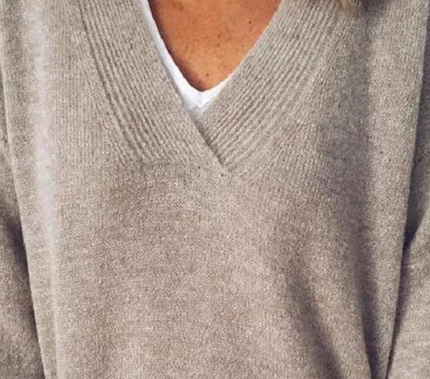 V-Neck Dropped Shoulder Sweater