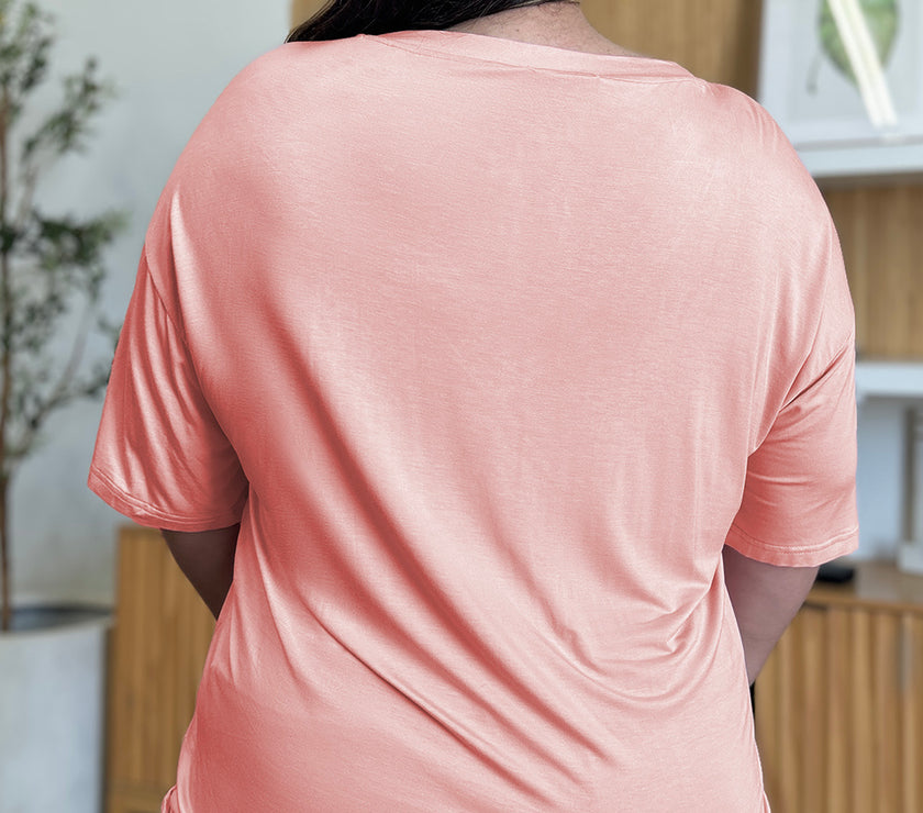 Basic Bae Full Size Bamboo V-Neck Drop Shoulder T-Shirt