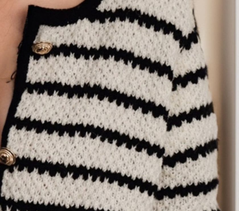 Striped Button Up Long Sleeve Cardigan