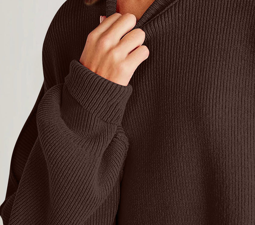 Double Take Side Slit Round Neck Long Sleeve Sweater