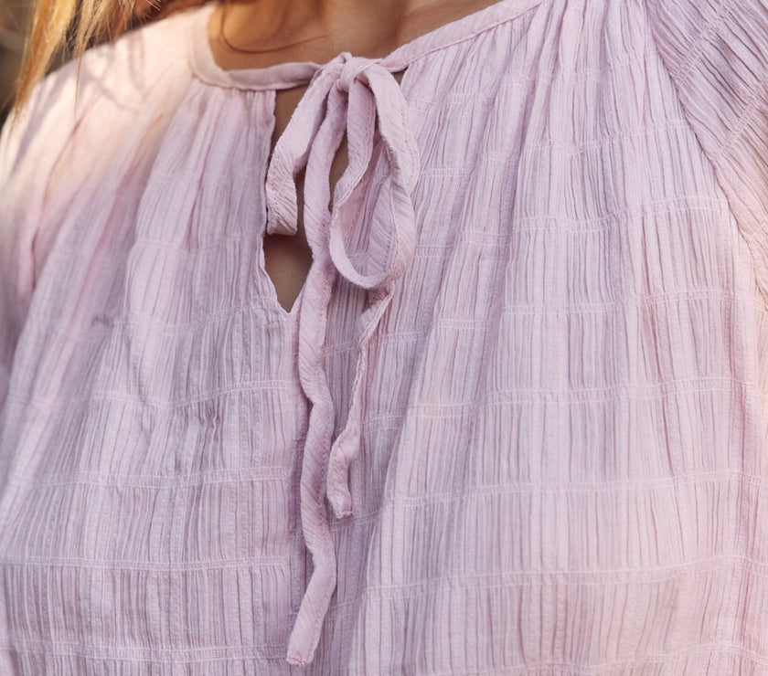 In February Textured Tie Neck Blouse