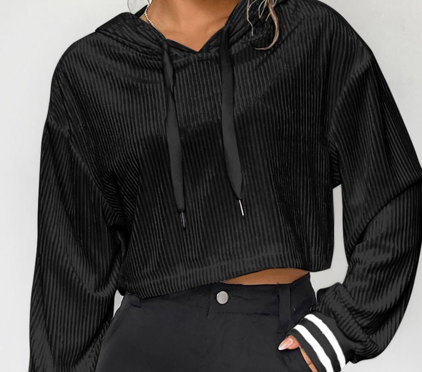 Drawstring Drop Shoulder Long Sleeve Hoodie