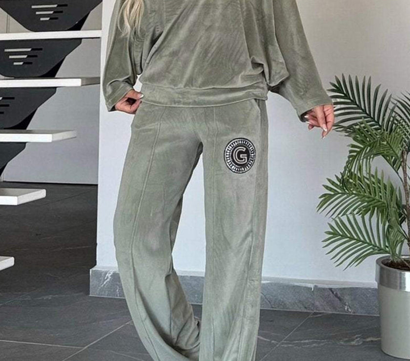 Full Size Boat Neck Long Sleeve Top and Pants Set