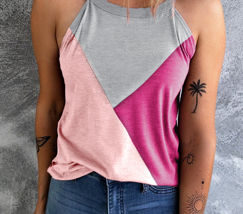 Color Block Grecian Neck Tank