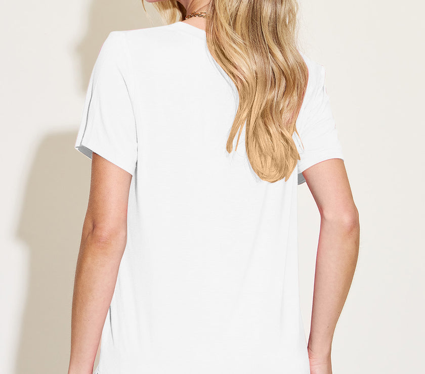 Basic Bae Bamboo Full Size V-Neck High-Low T-Shirt