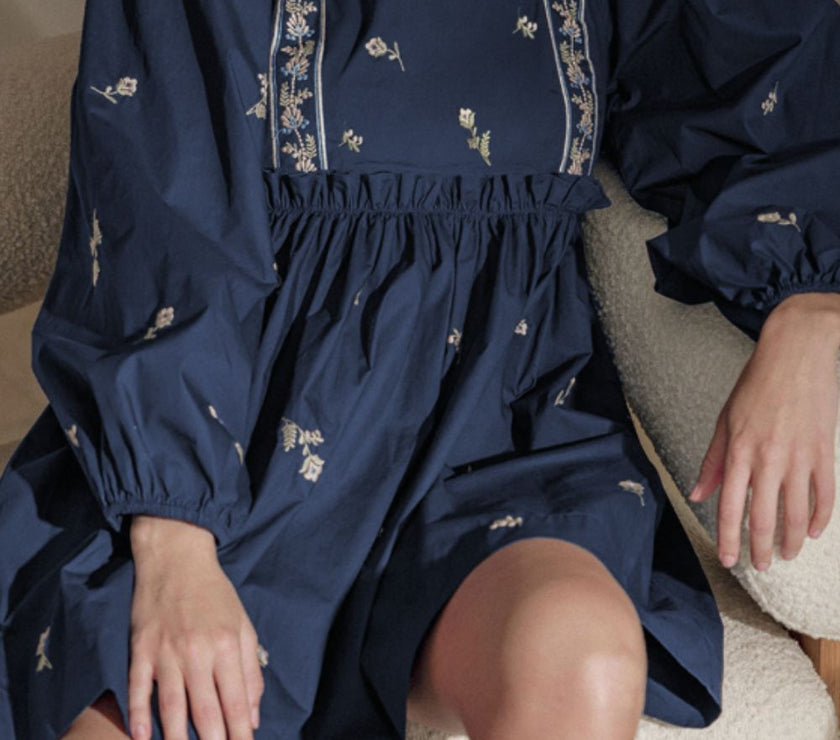 Floral Square Neck Balloon Sleeve Mini Dress