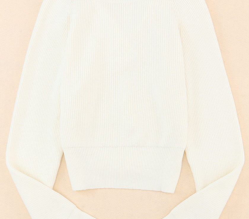 Ribbed Surplice Long Sleeve Sweater