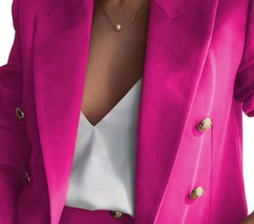 Lapel Collar Long Sleeve Blazer and Shorts Set