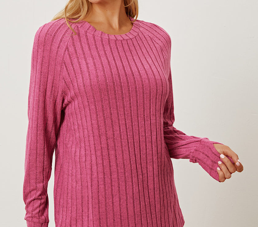 Basic Bae Full Size Ribbed Thumbhole Sleeve T-Shirt