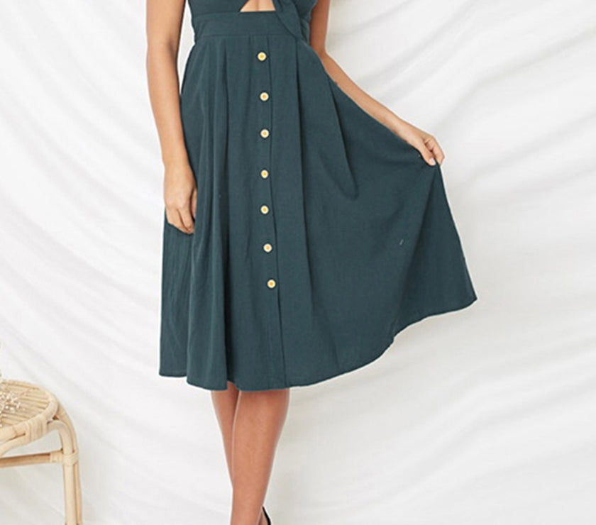 Cutout Smocked Sweetheart Neck Cami Dress