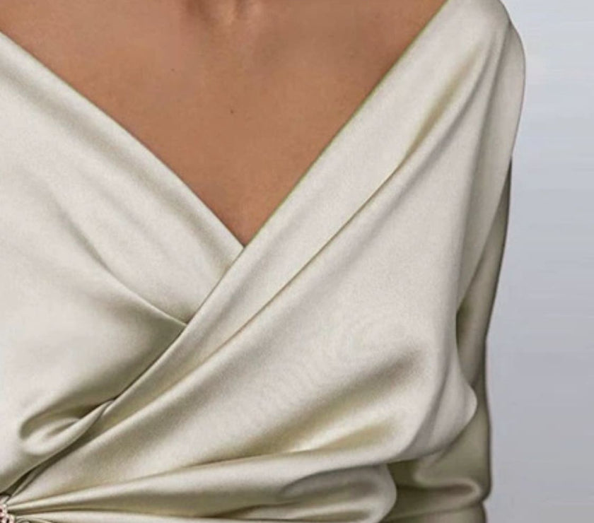 Surplice Long Sleeve Blouse