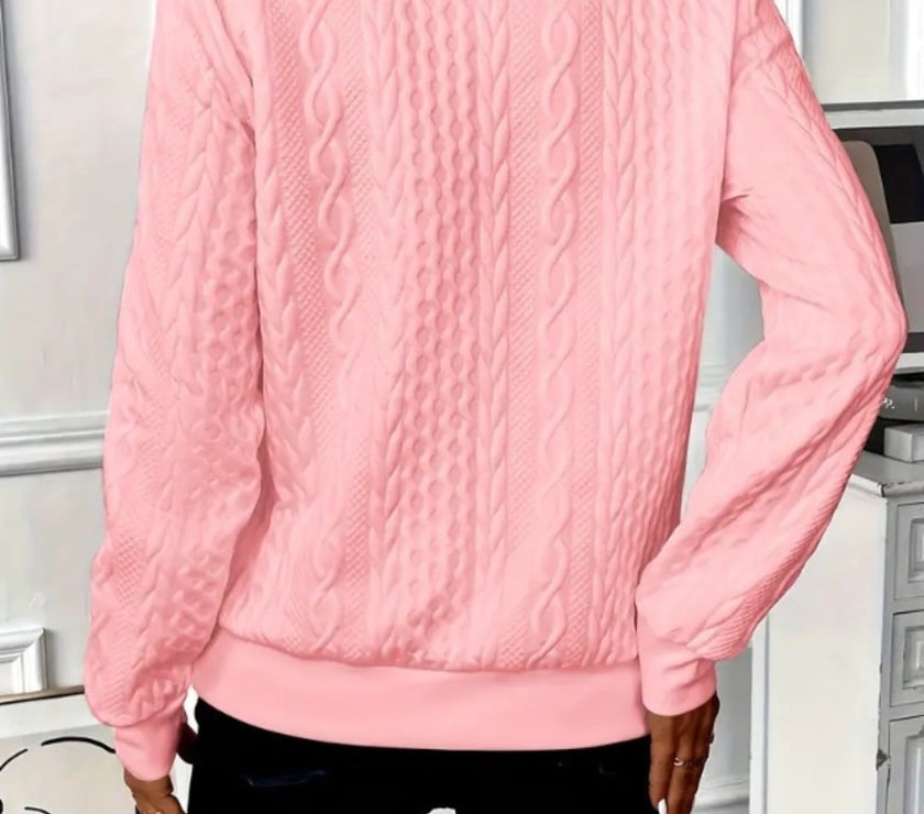 Texture Half Zip Long Sleeve Sweatshirt