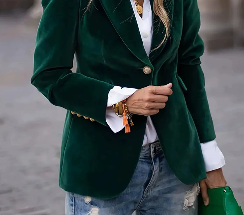 Lapel Collar One Button Blazer