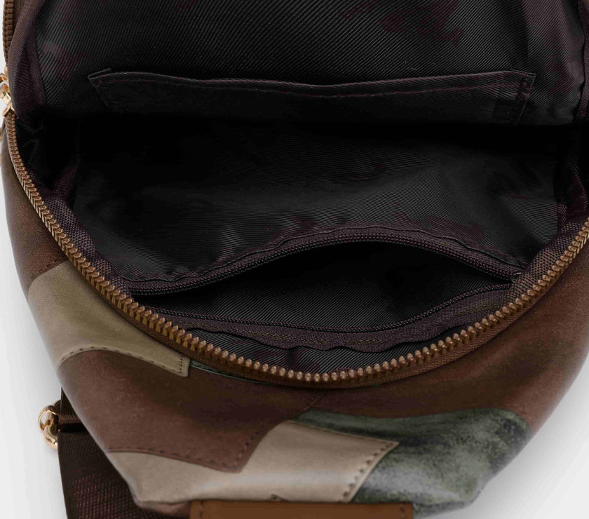 PU Leather Color Block Crossbody Bag