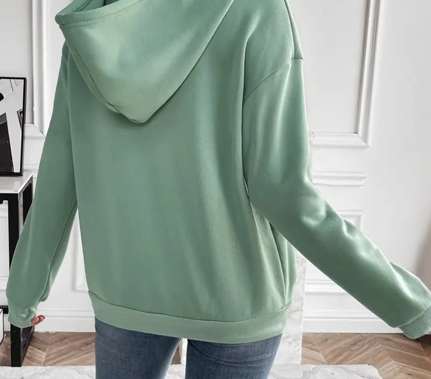 Drawstring Long Sleeve Hoodie with Kangaroo Pocket