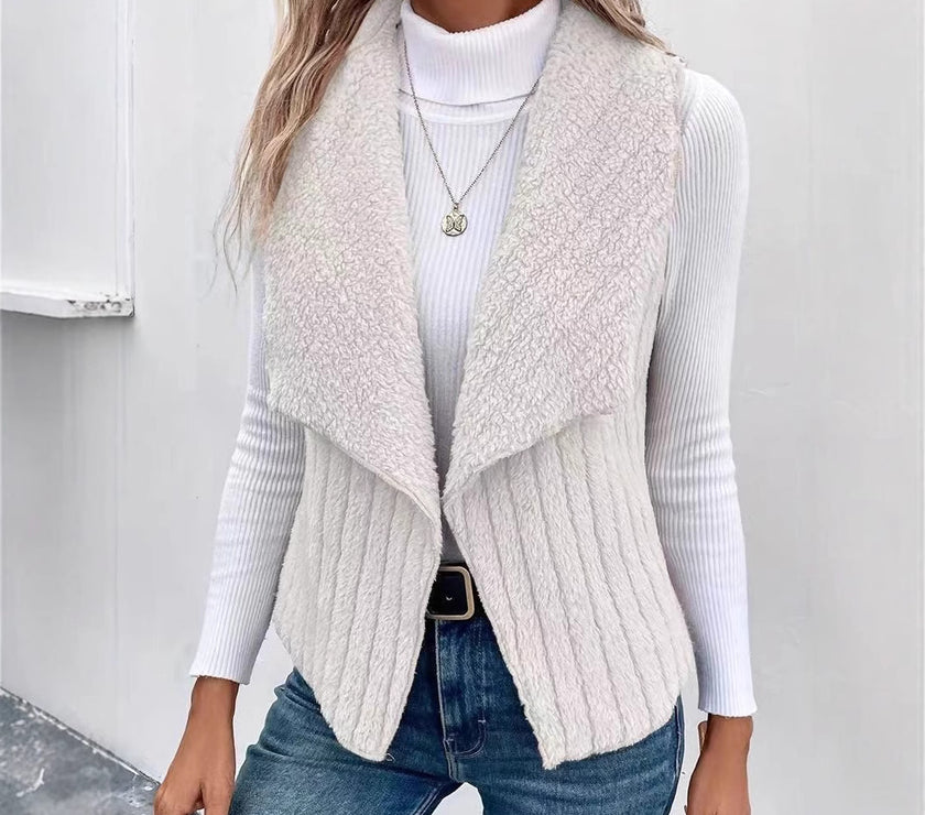 Open Front Fuzzy Vest Coat