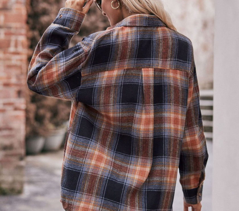Mandy Plaid Dropped Shoulder Longline Shirt