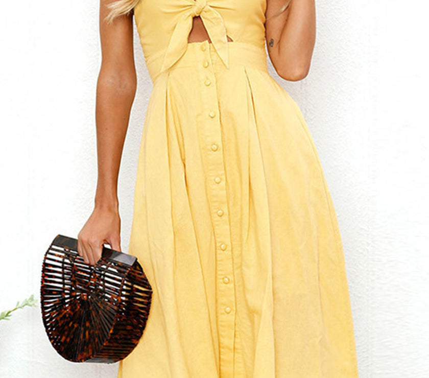 Cutout Smocked Sweetheart Neck Cami Dress