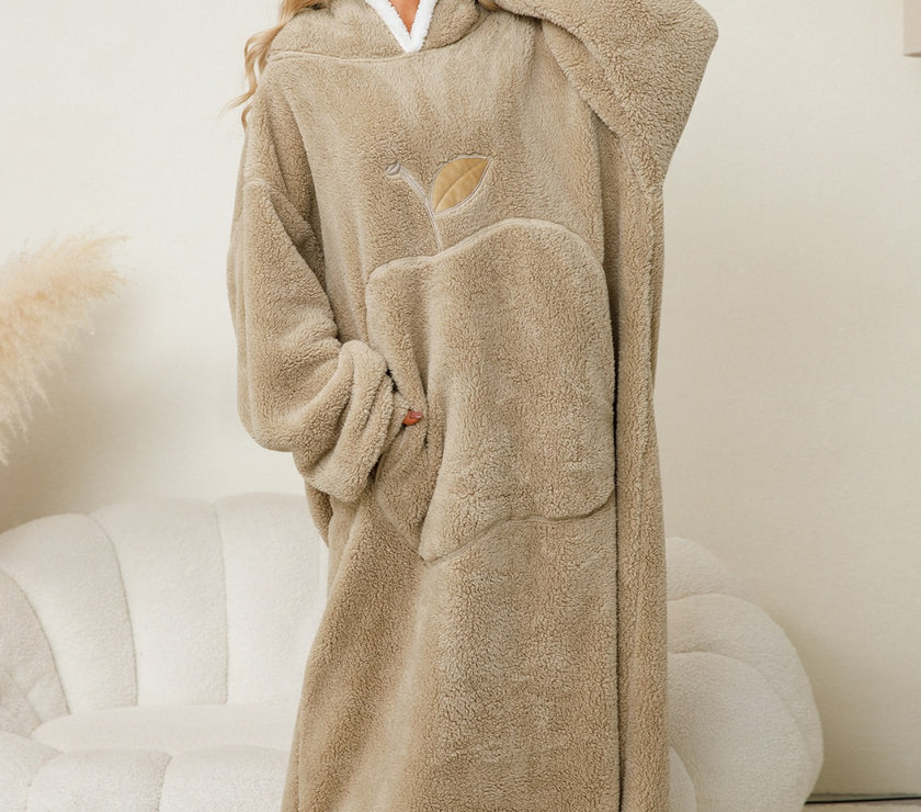 Pocketed Contrast Long Sleeve Hooded Lounge Dress