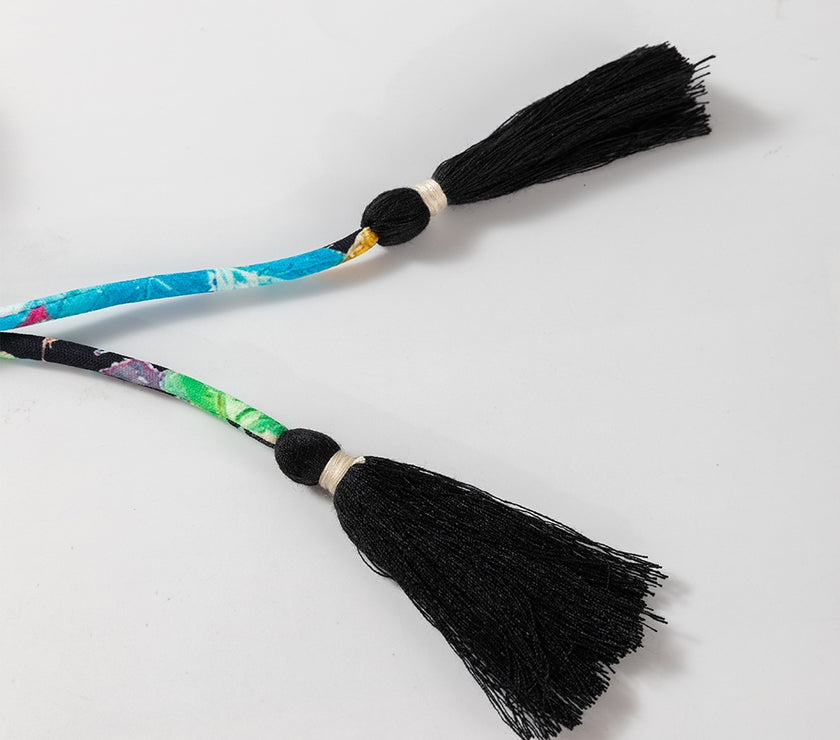 Floral Tie Neck Balloon Sleeve Blouse