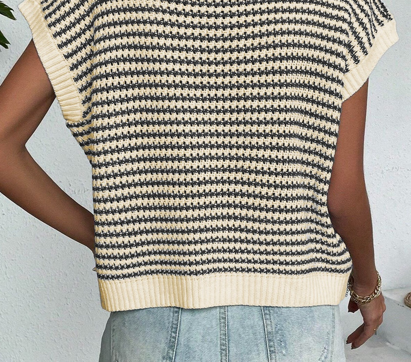 Striped Round Neck Sweater Vest