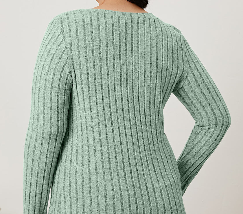 Basic Bae Full Size Ribbed V-Neck Long Sleeve T-Shirt