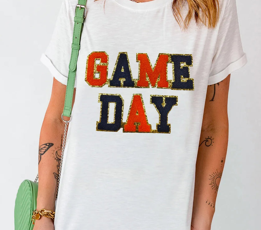GAME DAY Round Neck Short Sleeve T-Shirt