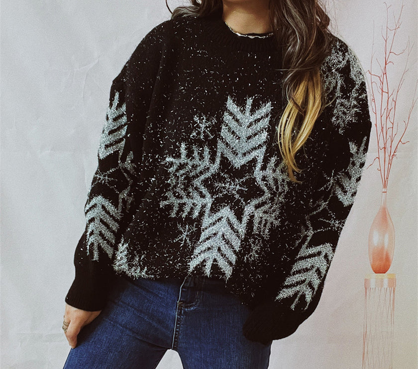 Snowflake Pattern Long Sleeve Sweater