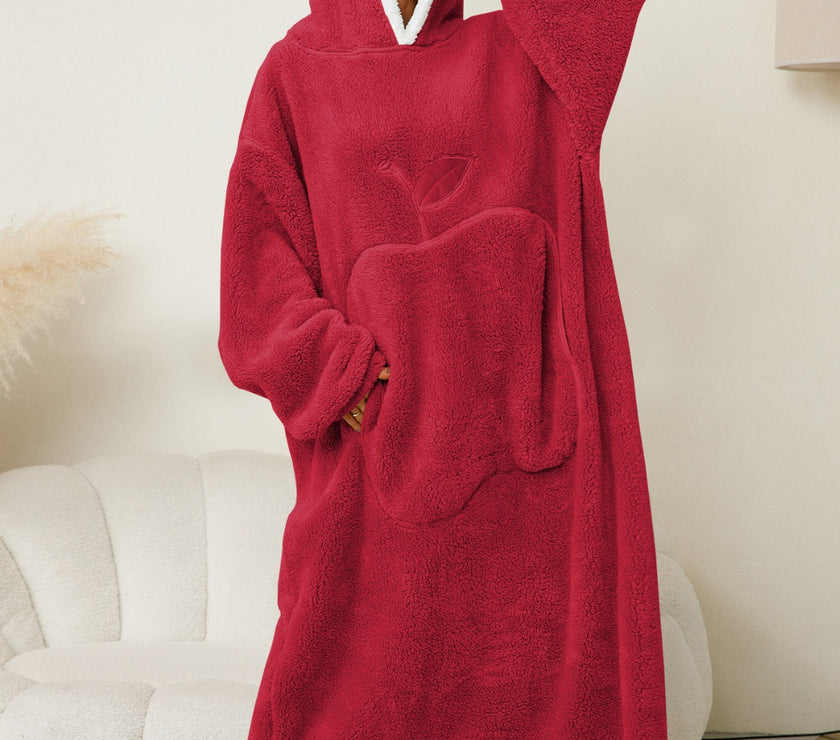 Pocketed Contrast Long Sleeve Hooded Lounge Dress