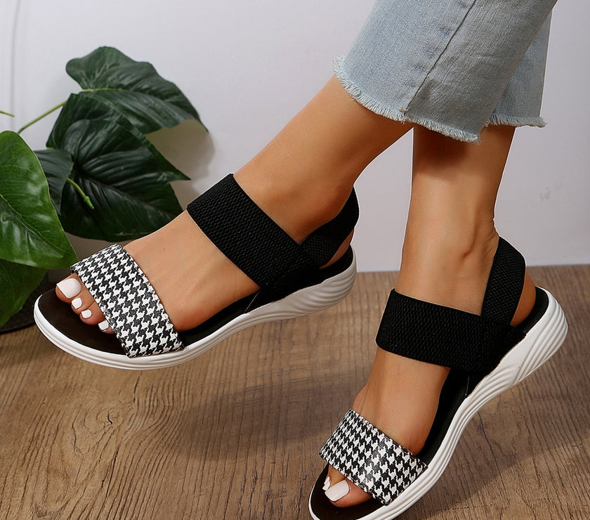 PU Leather Open Toe Low Heel Sandals
