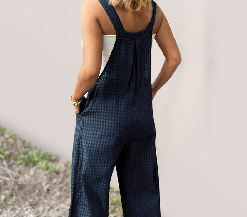Oh Full Size Plaid Wide Leg Overalls with Pockets